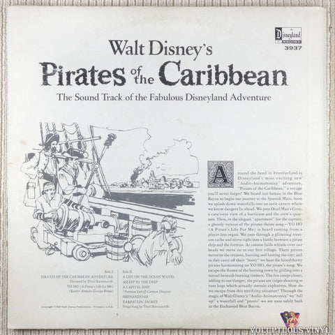 Thurl Ravenscroft – Walt Disney's Pirates Of The Caribbean: The Sound Track Of The Fabulous Disneyland Adventure vinyl record back cover