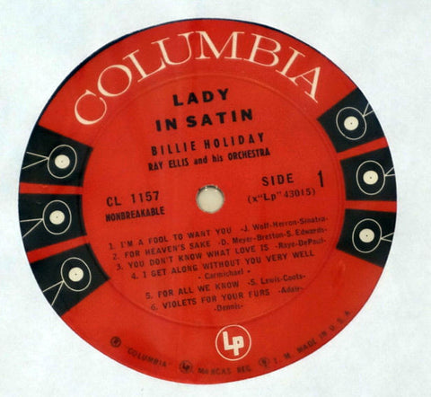 Billie Holiday With Ray Ellis And His Orchestra ‎Lady In Satin vinyl record