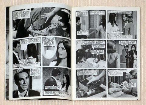 Comic book style pages for a photo novella starring Marisa Mell