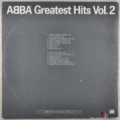 ABBA ‎– Greatest Hits Vol. 2 vinyl record back cover