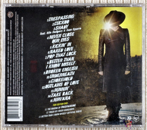 Adam Lambert ‎– Trespassing CD back cover