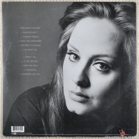Adele ‎– 21 vinyl record back cover