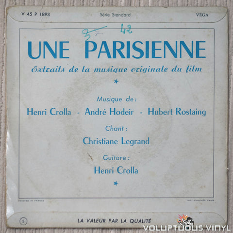 André Hodeir, Henri Crolla, Hubert Rostaing – Une Parisienne vinyl record back cover