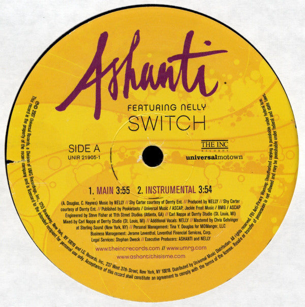 Ashanti Featuring Nelly – Switch - Vinyl Record