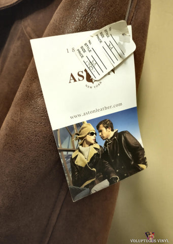 Aston Leather Cognac Brisa 100% Lambskin & Shearling Jacket / Coat Men's Medium tag