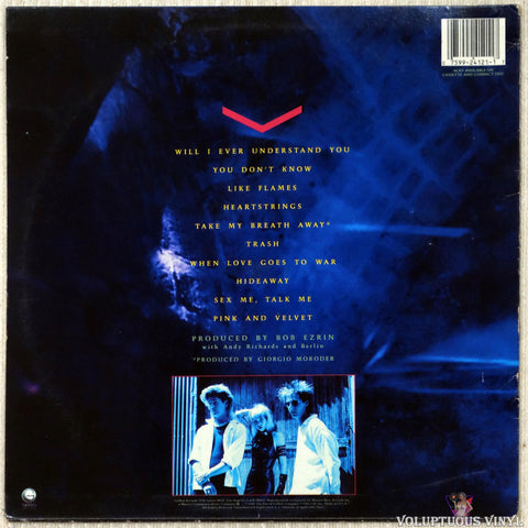 Berlin – Count Three & Pray vinyl record back cover