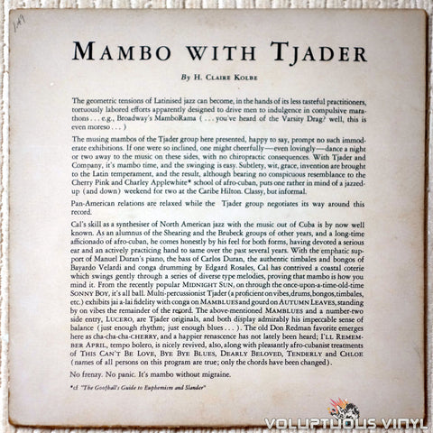 Cal Tjader's Modern Mambo Quintet ‎– Mambo With Tjader Volume 3 - Vinyl Record - Back Cover