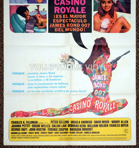 Casino Royale 1967 US / Spanish One Sheet Poster - Bottom Half - Dual Gunned Bond Girl Silhouette