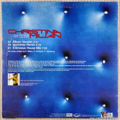 Christina Milian – AM To PM vinyl record back cover