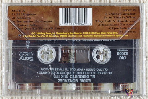 Eddie Gonzalez ‎– El Disgusto (Kik It!) cassette tape back cover