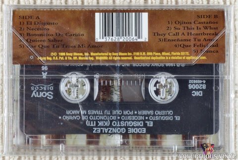 Eddie Gonzalez – El Disgusto (Kik It!) cassette tape back cover