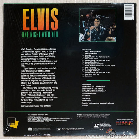 Elvis: One Night with You - Laserdisc- Back Cover