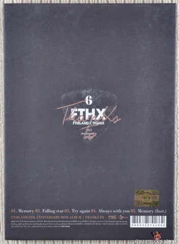 FTISLAND – Thanks To CD back cover