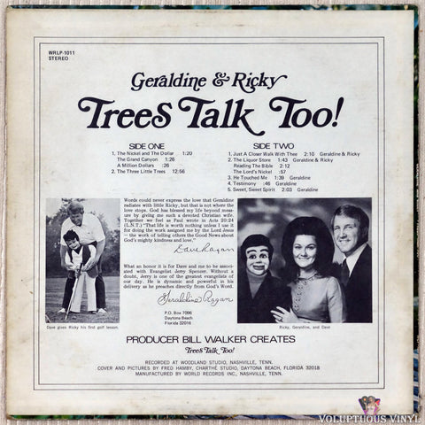 Geraldine And Ricky ‎– Trees Talk Too! vinyl record back cover