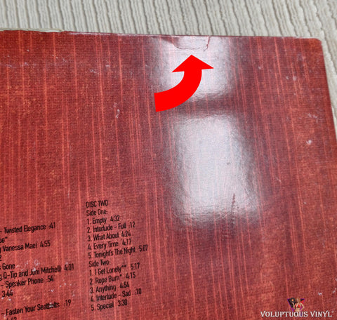 Janet Jackson – The Velvet Rope vinyl record back cover crease