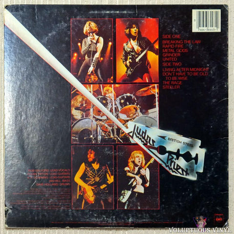 Judas Priest – British Steel vinyl record back cover