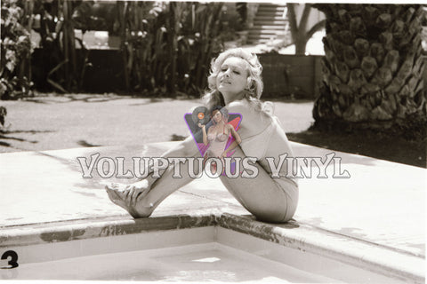 Julie Newmar Sunbathing In Bikini Poolside 1960's Photo Negative
