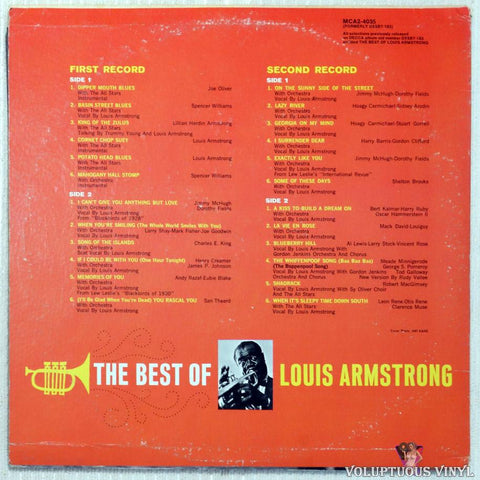 Louis Armstrong ‎– The Best Of Louis Armstrong vinyl record back cover