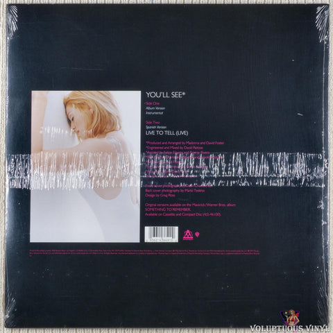 Madonna ‎– You'll See vinyl record back cover