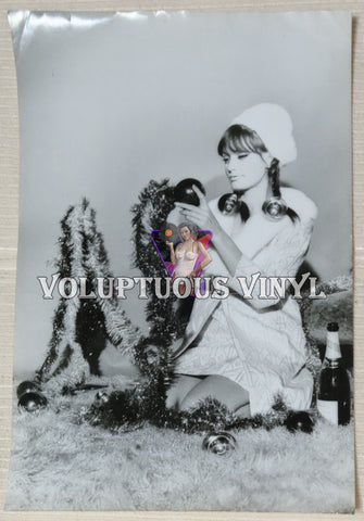 A Marisa Mell Christmas 1970's black and white photograph