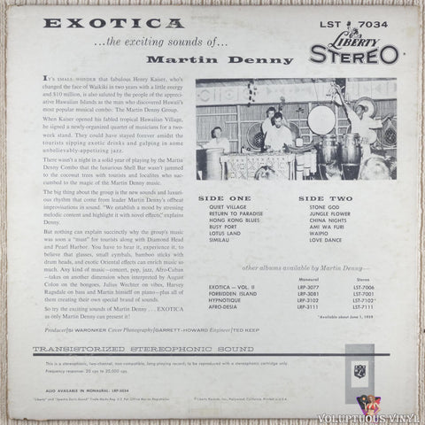 Martin Denny ‎– Exotica vinyl record back cover