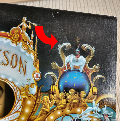 Michael Jackson – Dangerous vinyl record front cover top right corner