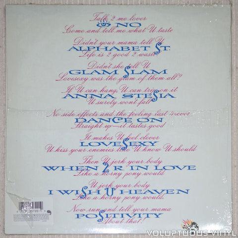 Prince - Lovesexy - Vinyl Record - Back Cover