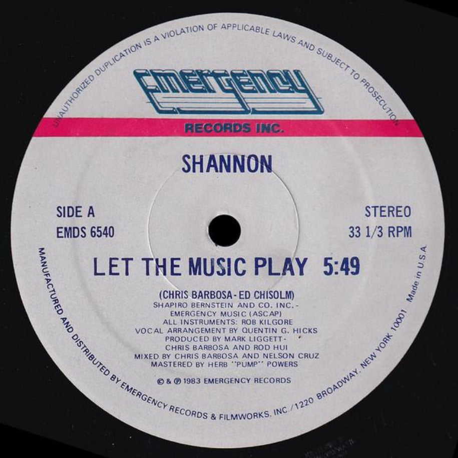 Shannon – Let The Music Play vinyl record Side A