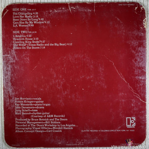 The Doors ‎– L.A. Woman vinyl record back cover