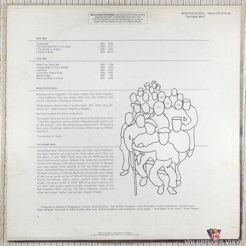 The Guess Who – Wheatfield Soul vinyl record back cover