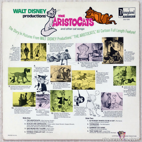 Various – The Aristocats And Other Cat Songs vinyl record back cover