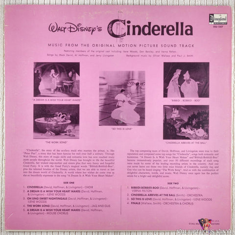 Various – Walt Disney's Cinderella vinyl record back cover