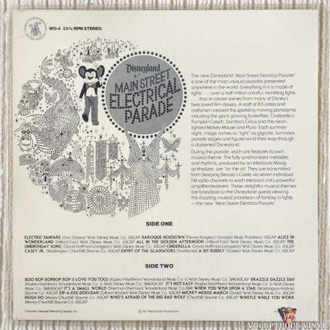 Walt Disney World – Disney's Main Street Electrical Parade vinyl record back cover