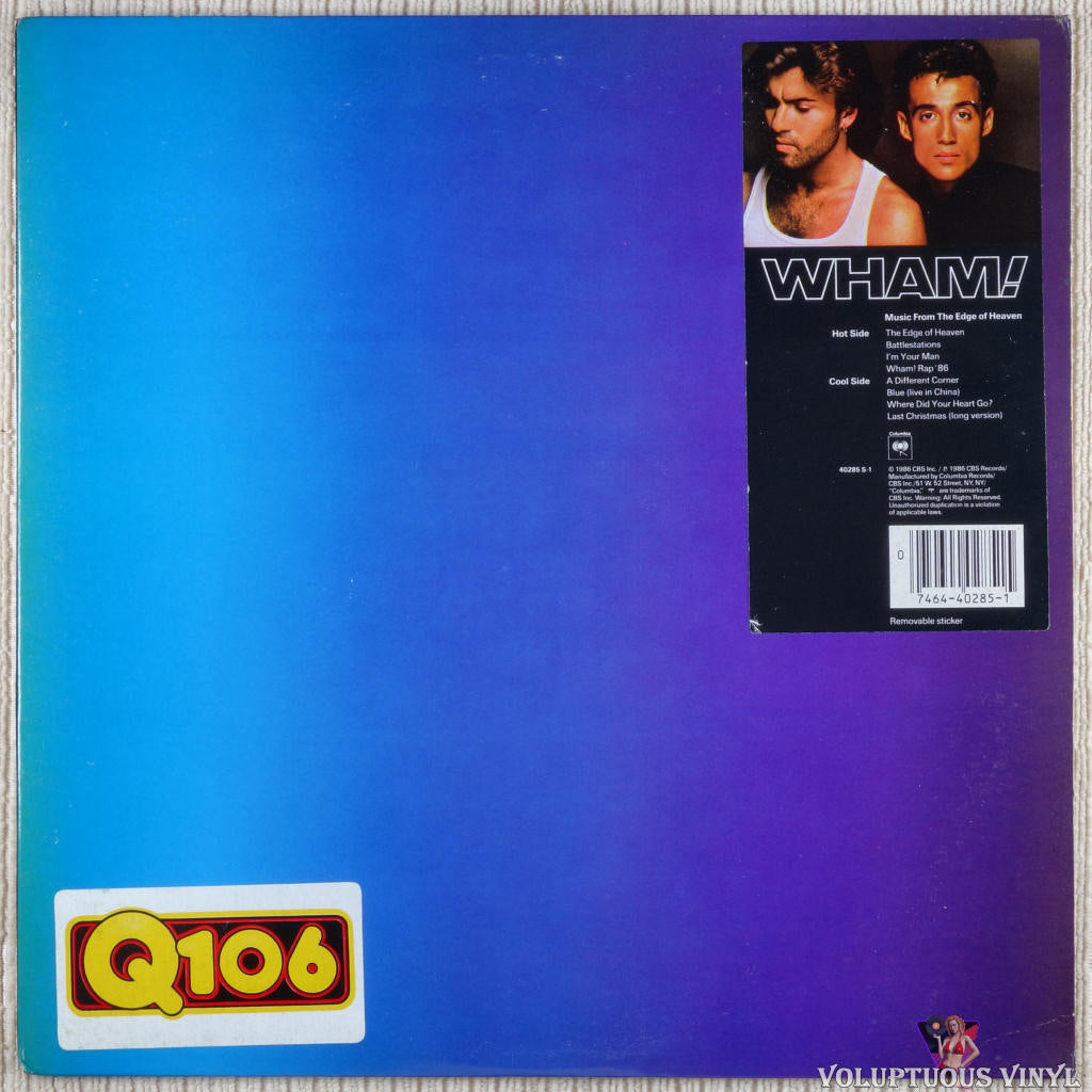 Wham! – Music From The Edge Of Heaven vinyl record front cover