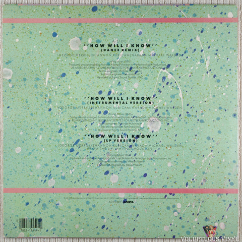 Whitney Houston – How Will I Know vinyl record back cover