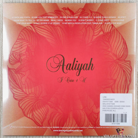 Aaliyah – I Care 4 U vinyl record back cover