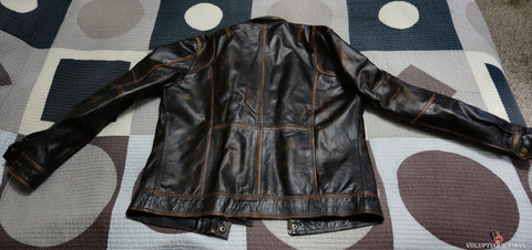 Abbraci - Men's Brown Distressed Motorcycle Leather Jacket Large