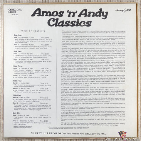 Amos 'N Andy – Amos 'N' Andy Classics vinyl record back cover