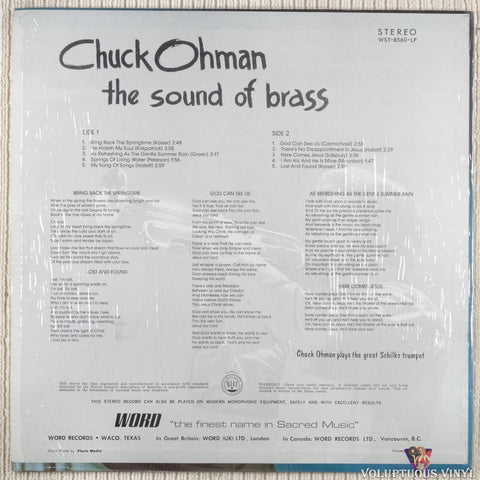 Chuck Ohman ‎– The Sound Of Brass vinyl record back cover