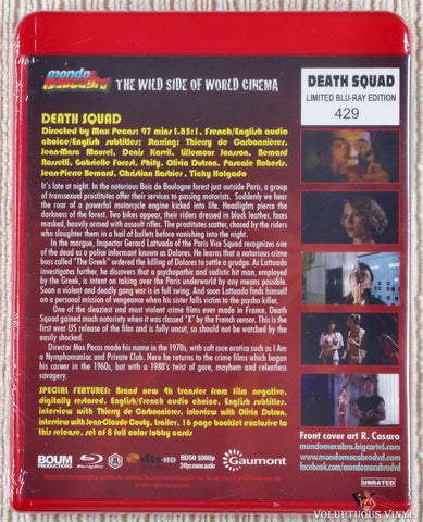 Death Squad Blu-ray back cover