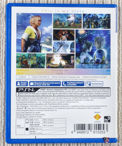 Final Fantasy X HD Remaster PSVita back cover