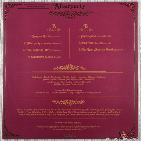 Fluf – Afterparty vinyl record back cover