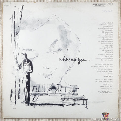 Frank Sinatra With Gordon Jenkins And His Orchestra – Where Are You? vinyl record back cover