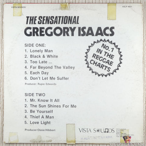 Gregory Isaacs ‎– The Sensational Gregory Isaacs vinyl record back cover