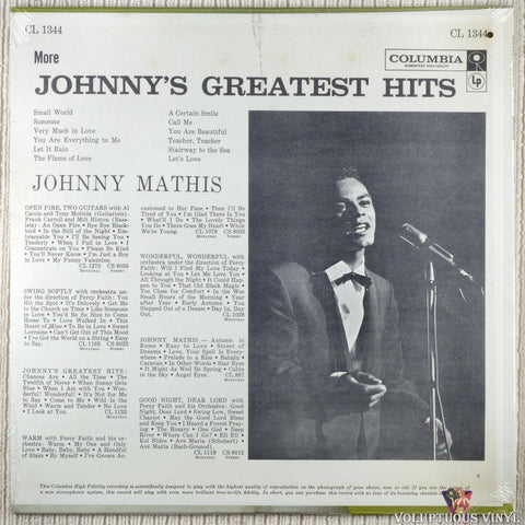Johnny Mathis – More Johnny's Greatest Hits vinyl record back cover