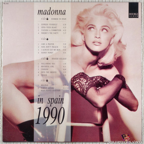 Madonna – In Spain 1990 vinyl record back cover