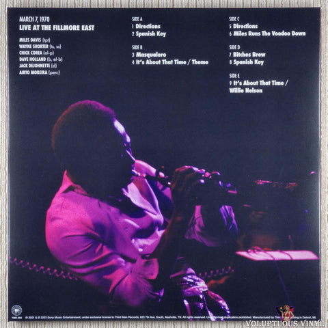 Miles Davis – Fearless (March 7, 1970 Live At The Fillmore East) vinyl record back cover