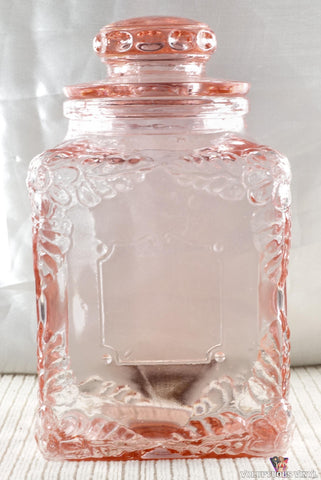 Pink Depression Glass General Store Style Lidded Jar / Canister