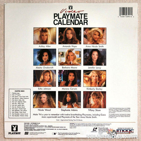 Playboy Video Playmate Calendar 1994 Anna Nicole Smith LaserDisc Back Cover
