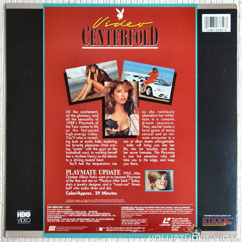 Playboy Video Centerfold: India Allen: Playmate of The Year 1988 - LaserDisc - Back Cover